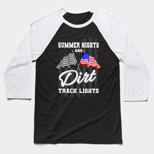 Summer Nights Dirt Track Lights Racing Baseball T-Shirt